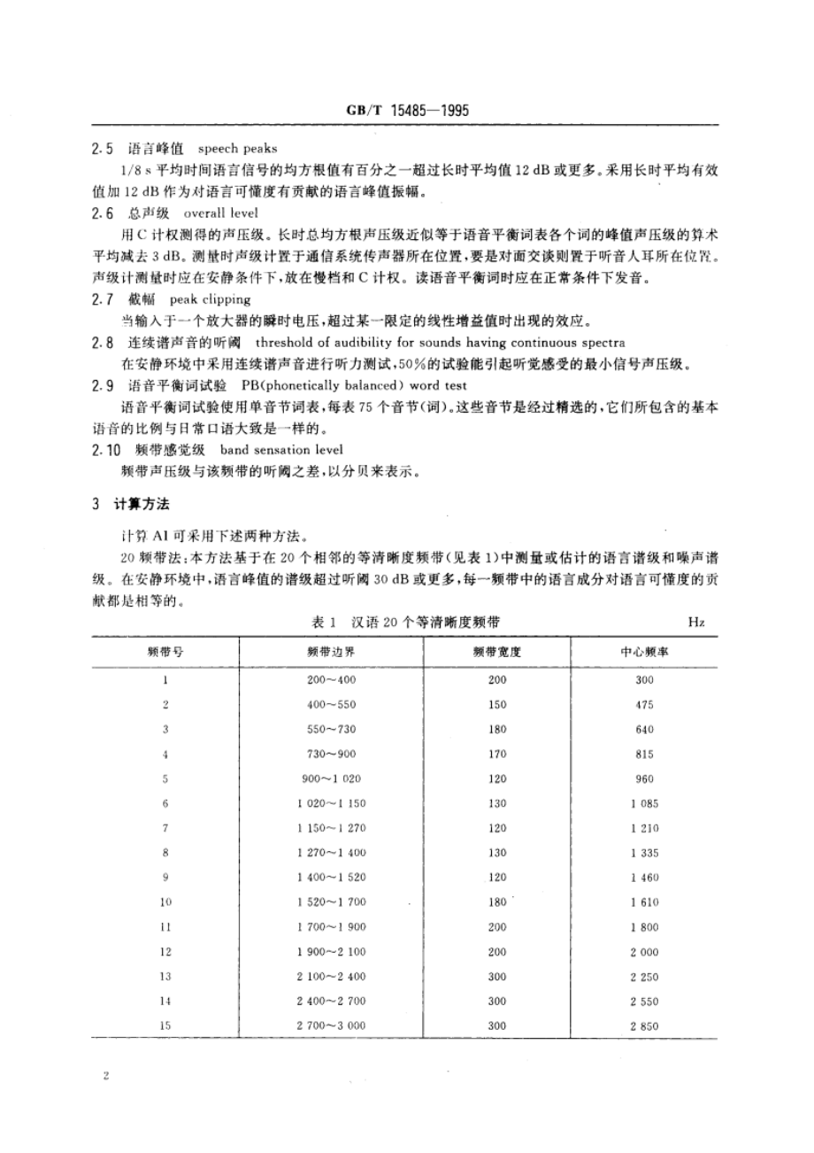 声学 语言清晰度指数的计算方法 GBT 15485-1995.pdf_第3页