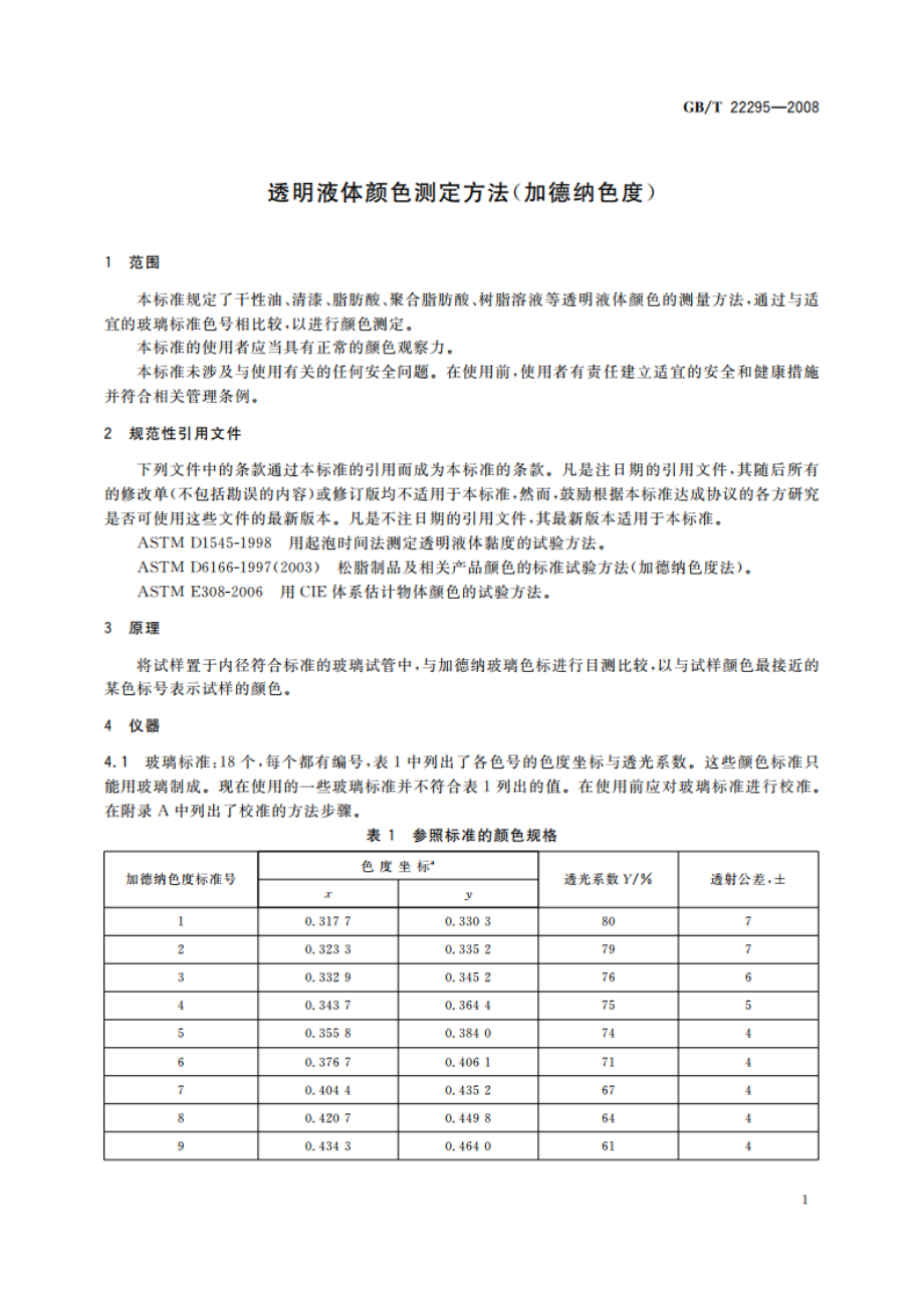 透明液体颜色测定方法(加德纳色度) GBT 22295-2008.pdf_第3页