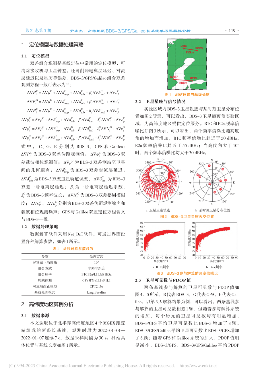 高纬地区BDS-3_GPS...leo长基线单历元解算分析_尹宏杰.pdf_第2页