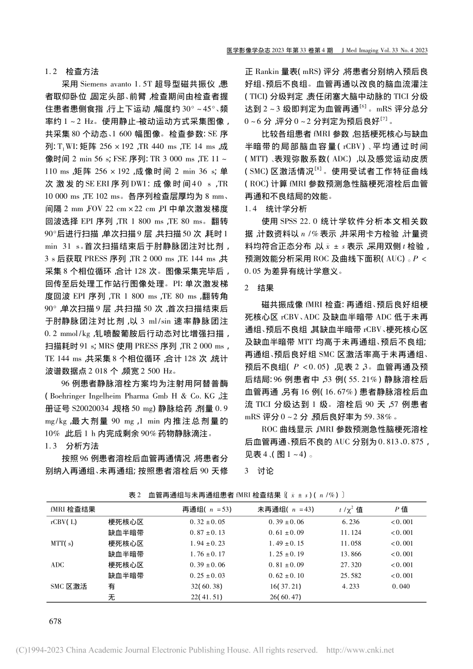 功能性磁共振成像技术对急性...溶栓后血管再通预测应用分析_张满硕.pdf_第2页