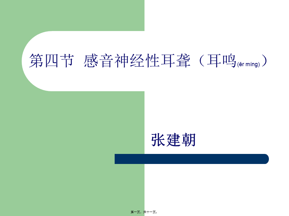 2022年医学专题—感音神经性耳聋(耳鸣)(1).ppt_第1页