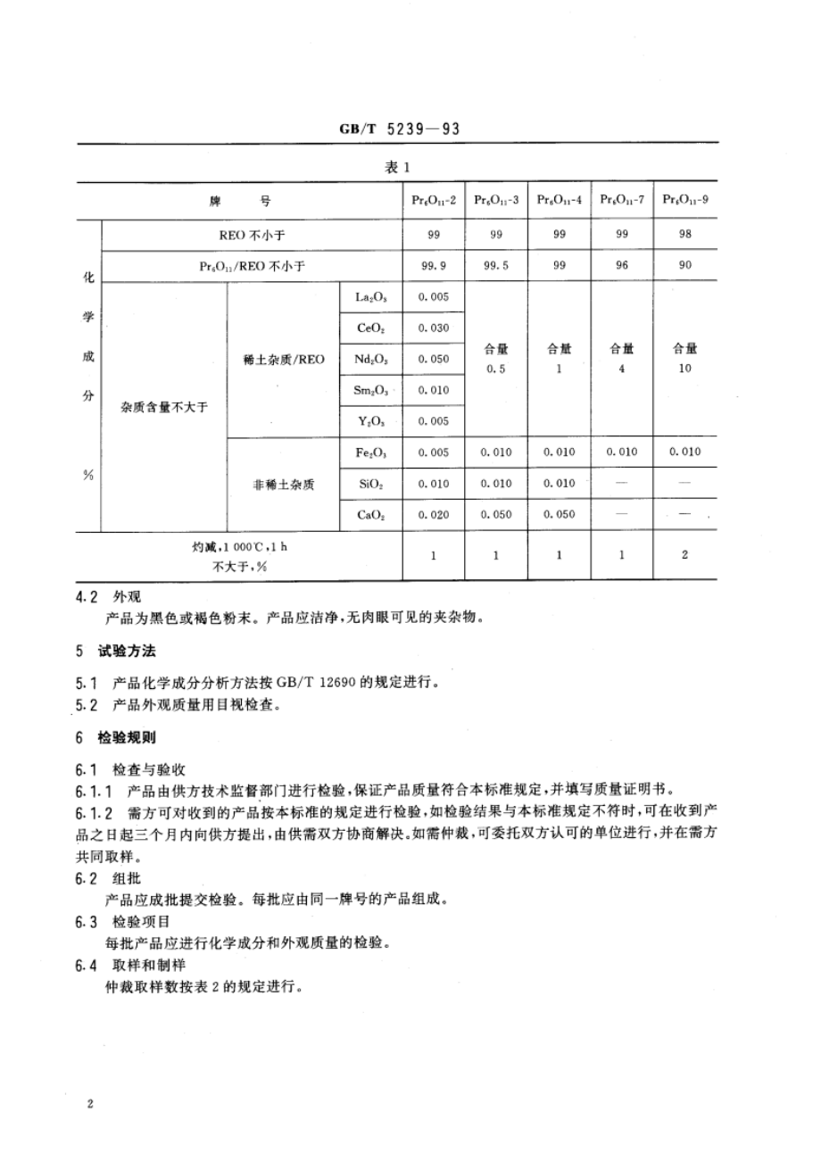 氧化镨 GBT 5239-1993.pdf_第3页