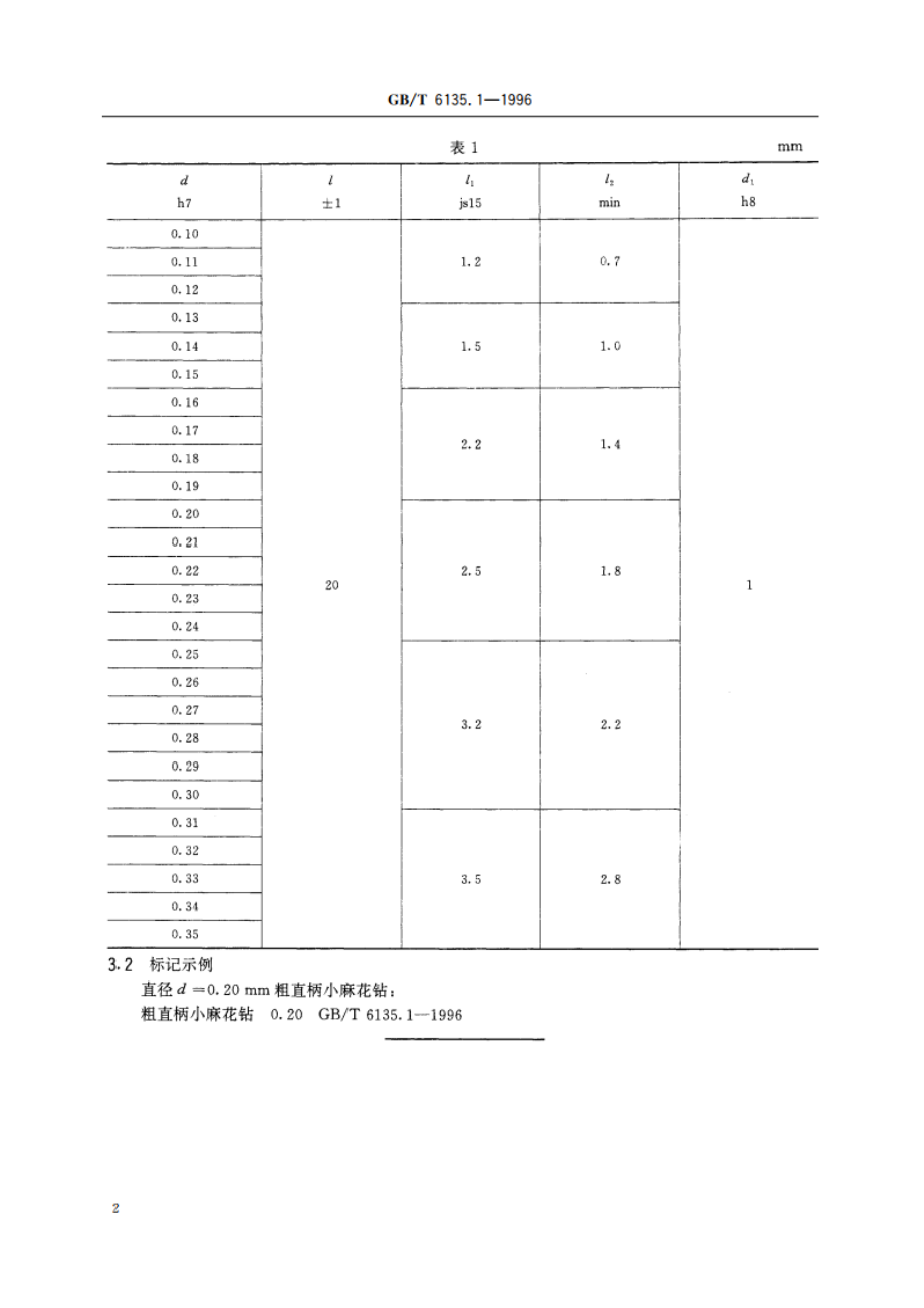 直柄麻花钻 第1部分：粗直柄小麻花钻的型式和尺寸 GBT 6135.1-1996.pdf_第3页