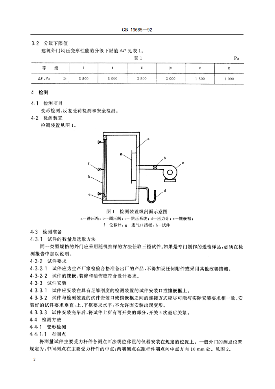 建筑外门的风压变形性能分级及其检测方法 GBT 13685-1992.pdf_第3页