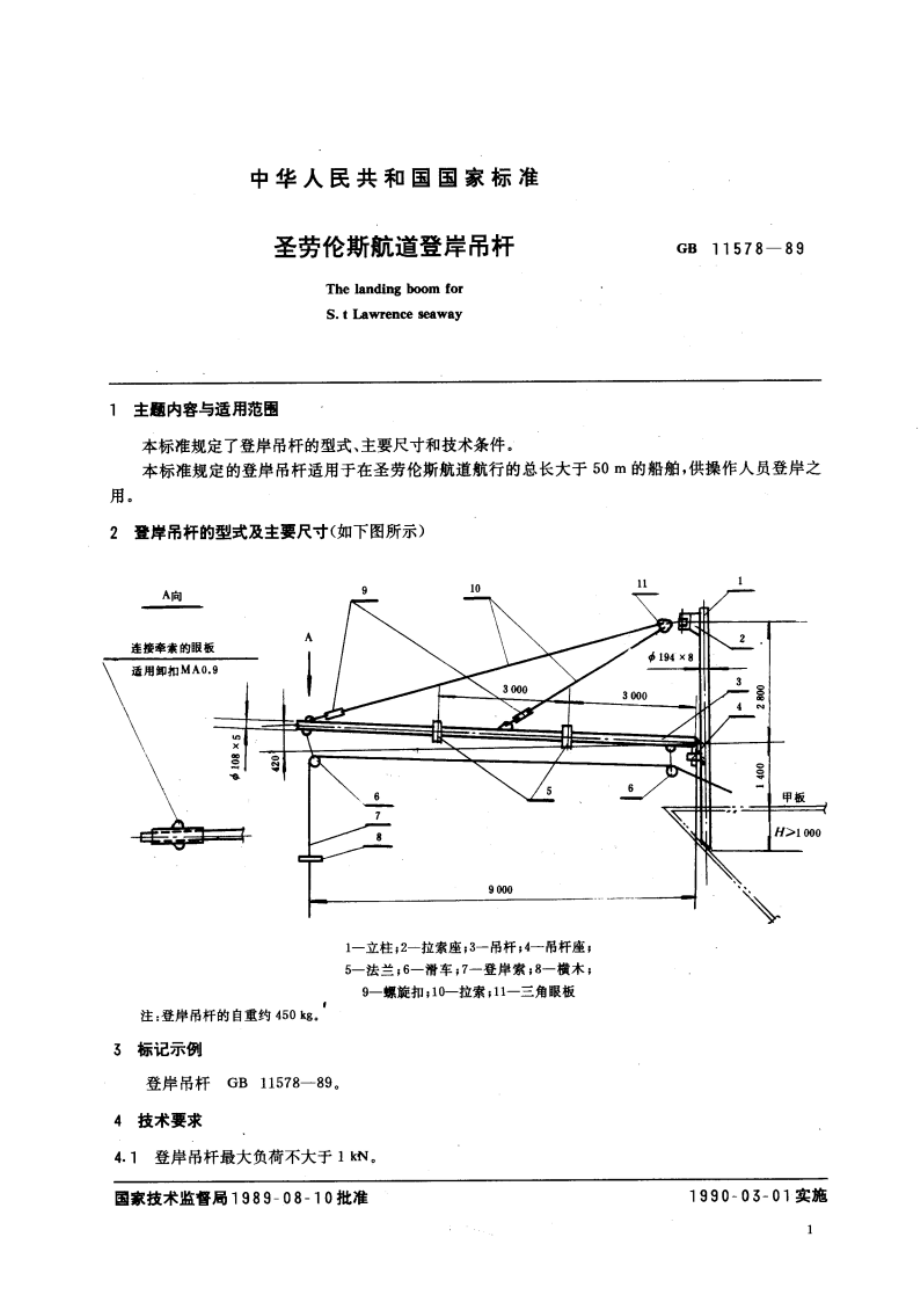 圣劳伦斯航道登岸吊杆 GBT 11578-1989.pdf_第3页