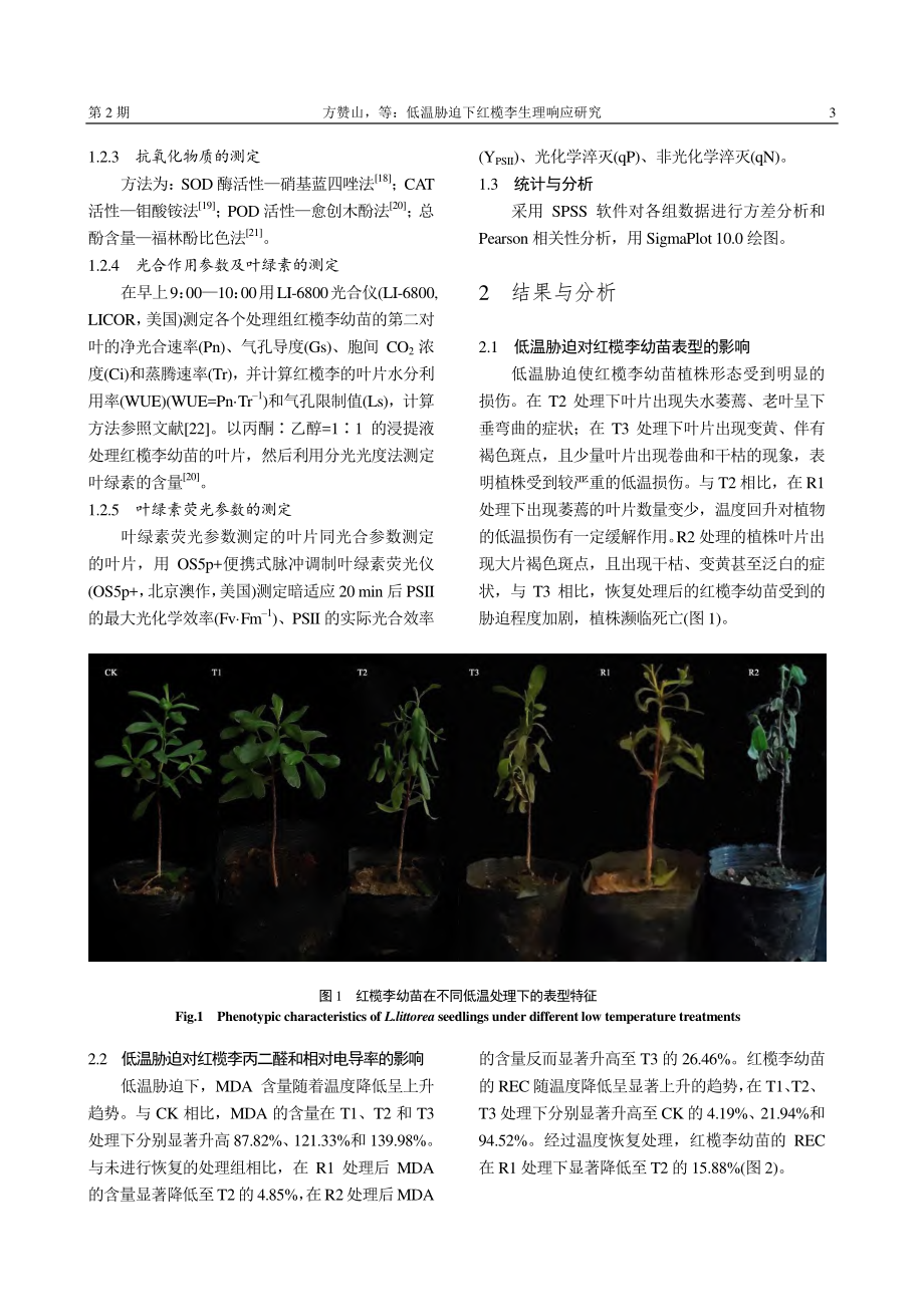 低温胁迫下红榄李生理响应研究_方赞山.pdf_第3页