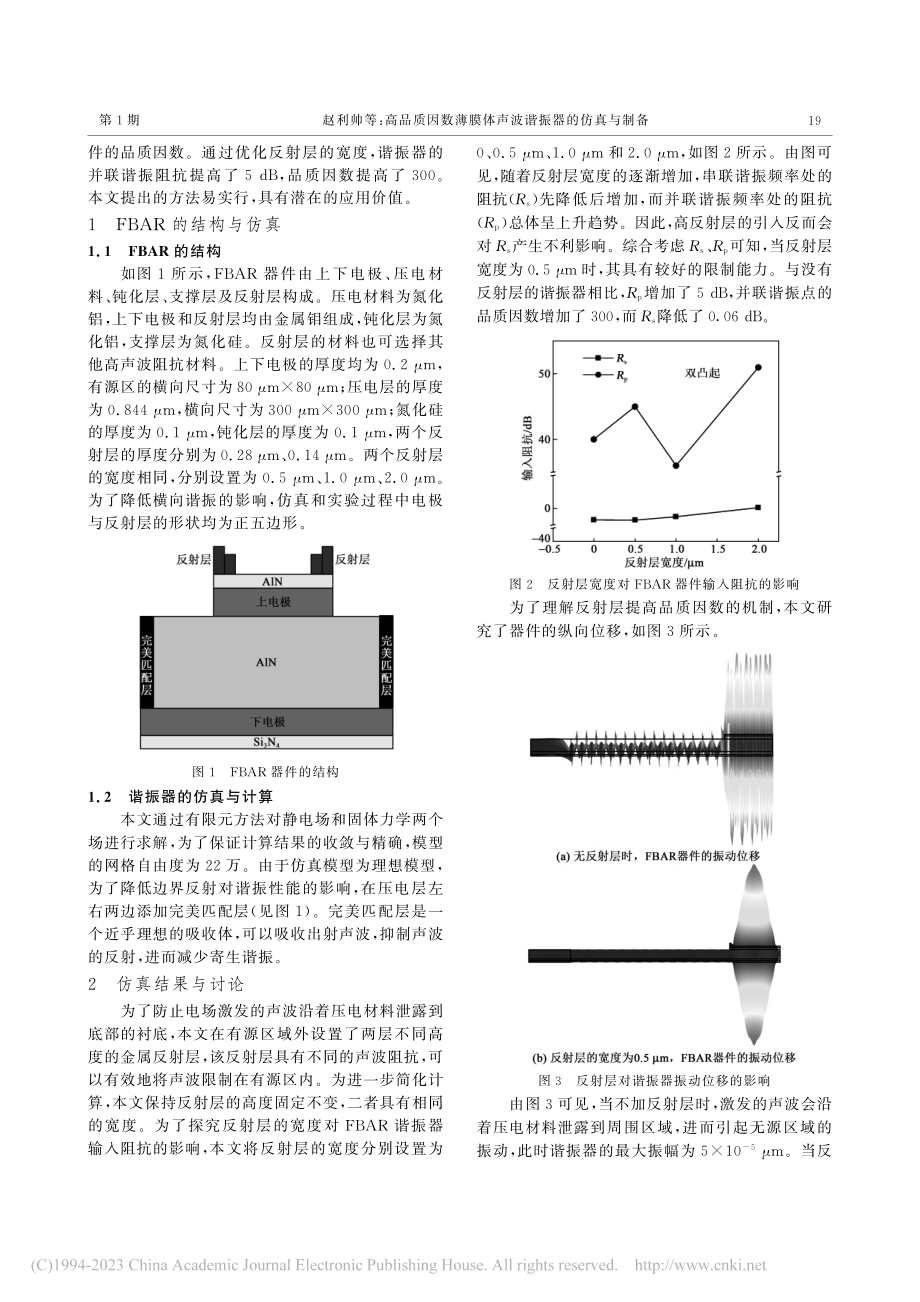 高品质因数薄膜体声波谐振器的仿真与制备_赵利帅.pdf_第2页