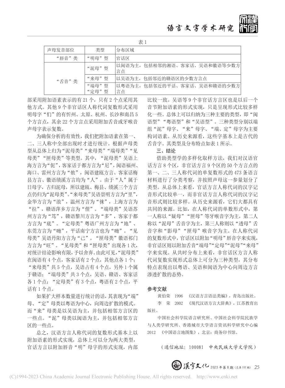 汉语方言人称代词单复数形式声母类型考察_张世强.pdf_第3页