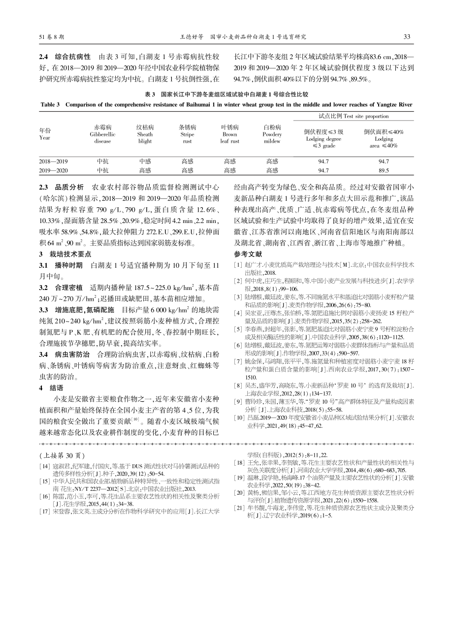 国审小麦新品种白湖麦1号选育研究_王德好.pdf_第3页