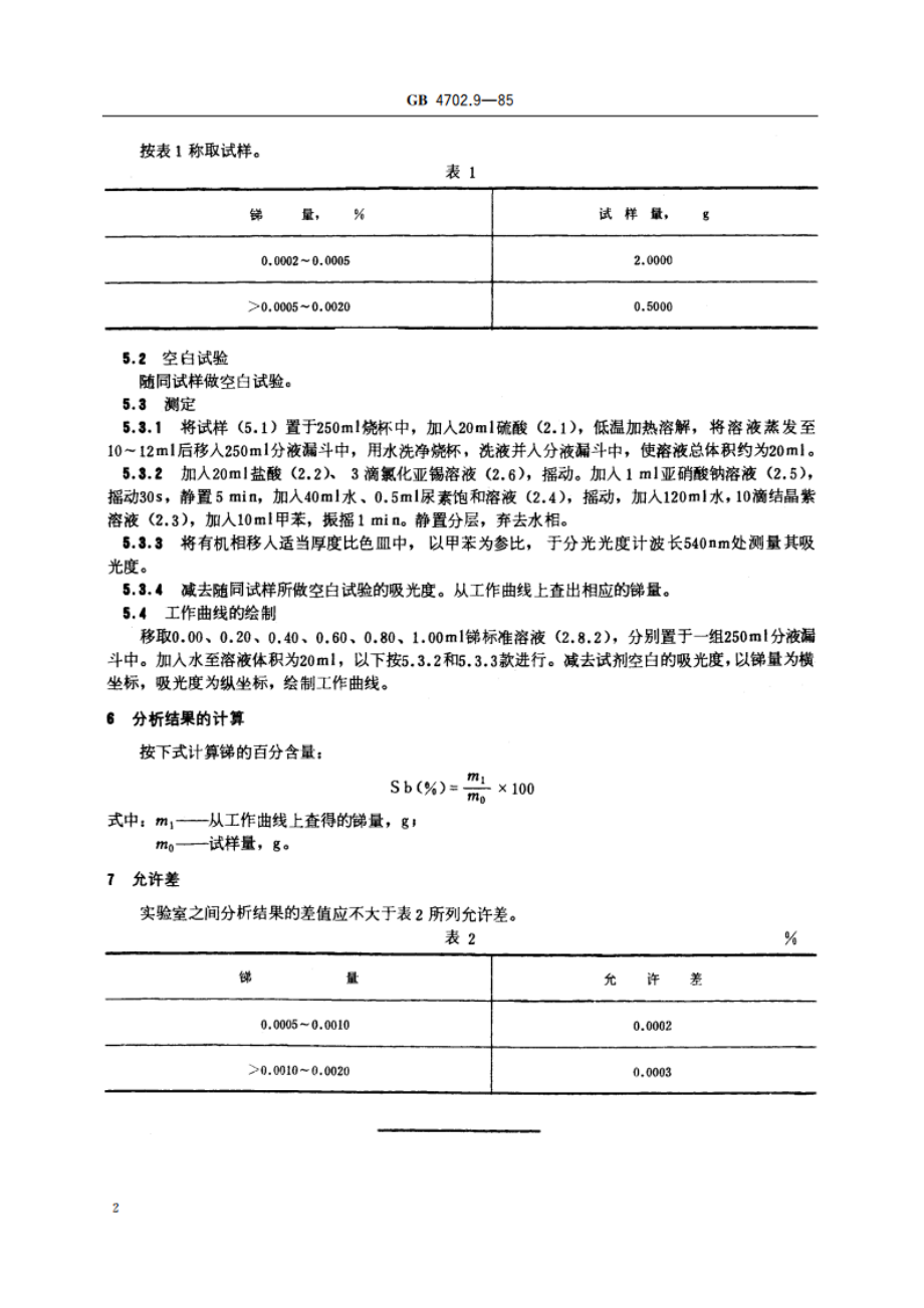 金属铬化学分析方法 结晶紫分光光度法测定锑量 GBT 4702.9-1985.pdf_第3页