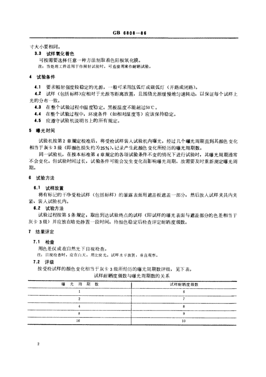 铝及铝合金阳极氧化着色阳极氧化膜耐晒度的人造光加速试验 GBT 6808-1986.pdf_第3页