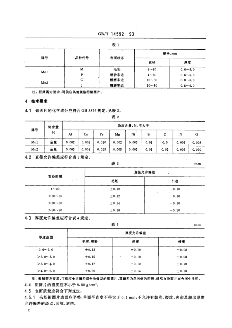 钼圆片 GBT 14592-1993.pdf_第3页