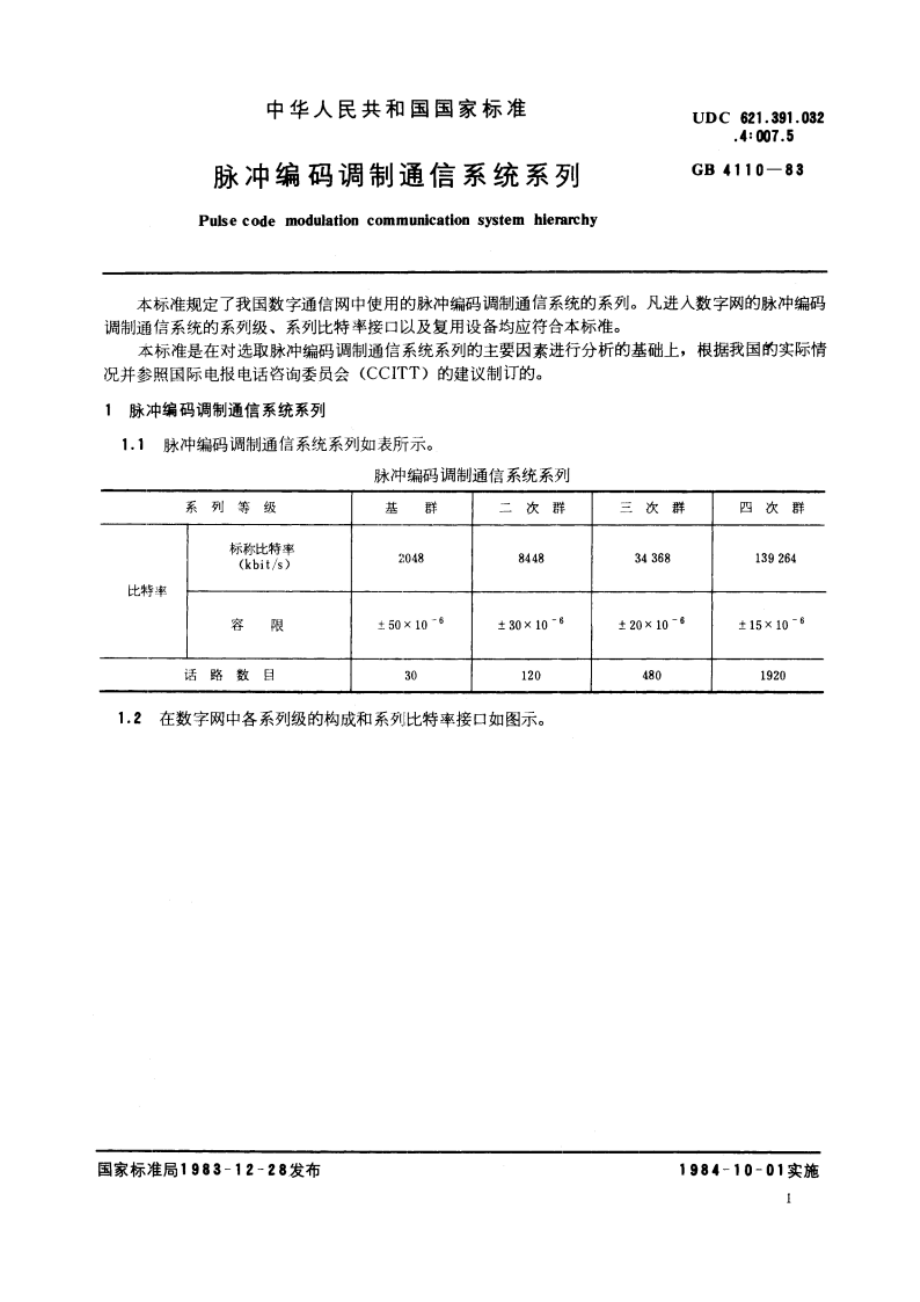 脉冲编码调制通信系统系列 GBT 4110-1983.pdf_第2页