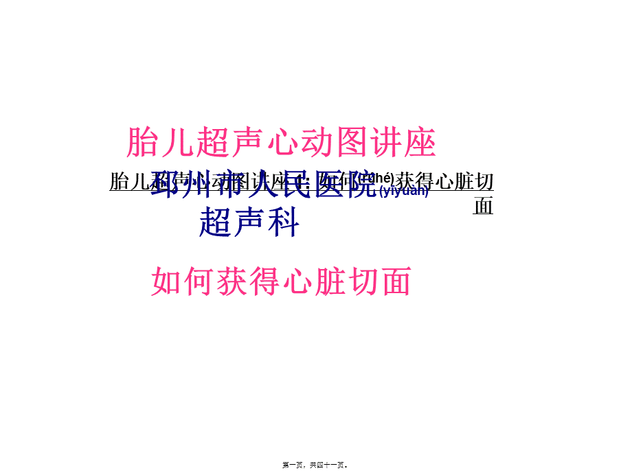 2022年医学专题—胎儿超声心动图讲座(如何获得胎儿心脏切面).ppt(1).ppt_第1页