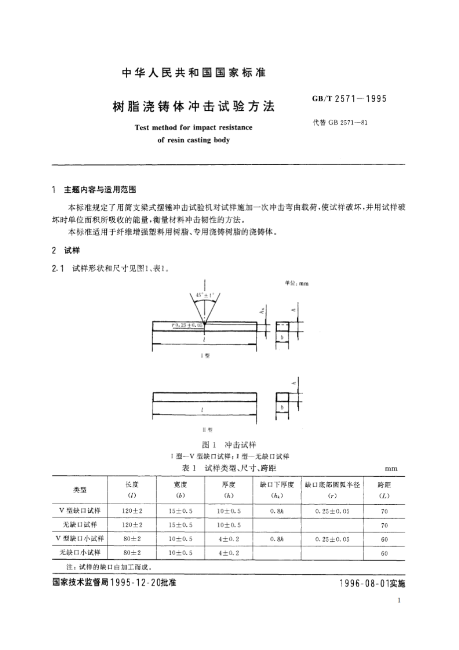 树脂浇铸体冲击试验方法 GBT 2571-1995.pdf_第2页