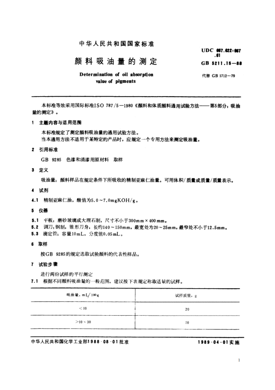 颜料吸油量的测定 GBT 5211.15-1988.pdf_第2页