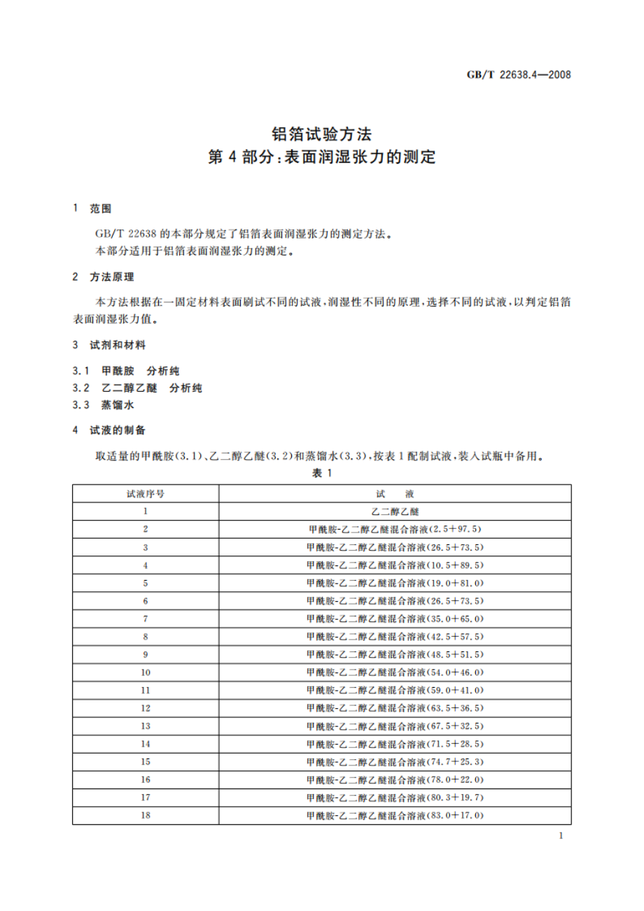 铝箔试验方法 第4部分：表面润湿张力的测定 GBT 22638.4-2008.pdf_第3页