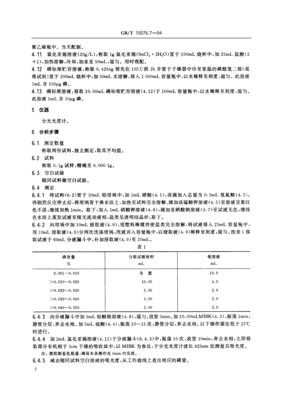 钽铌化学分析方法 铌中磷量的测定 GBT 15076.7-1994.pdf_第3页