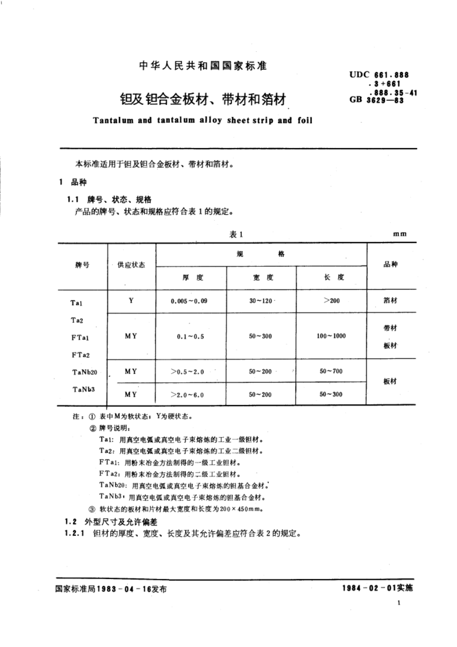 钽及钽合金板材、带材和箔材 GBT 3629-1983.pdf_第3页