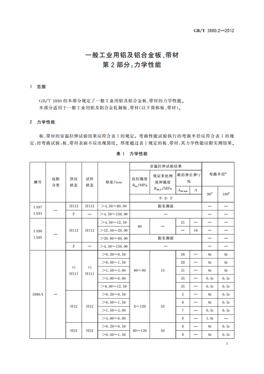 一般工业用铝及铝合金板、带材 第2部分：力学性能 GBT 3880.2-2012.pdf_第3页