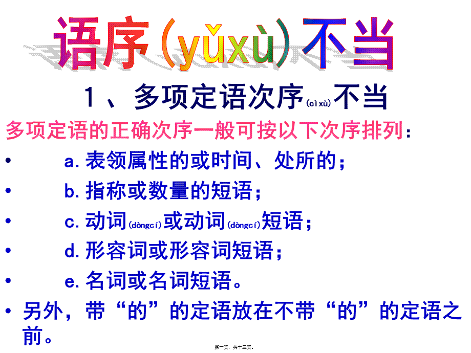 2022年医学专题—修改病句-语序不当(1).ppt_第1页