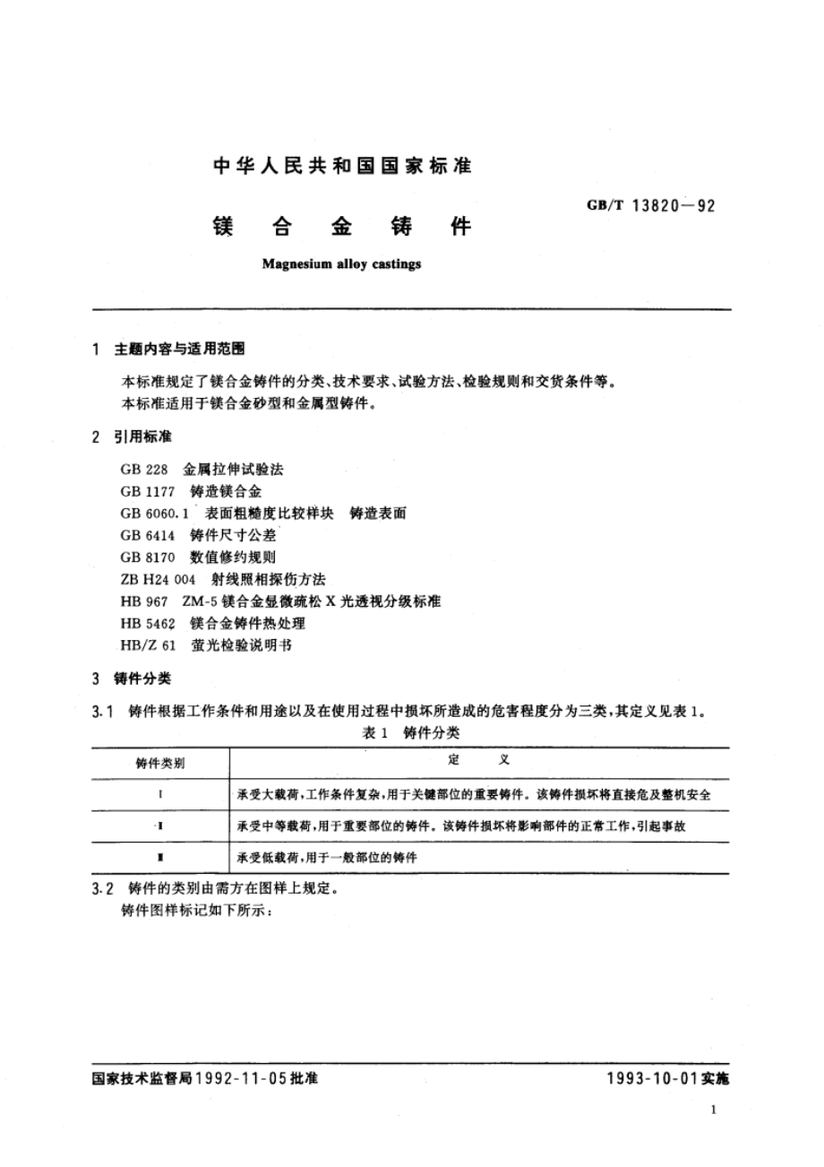 镁合金铸件 GBT 13820-1992.pdf_第2页