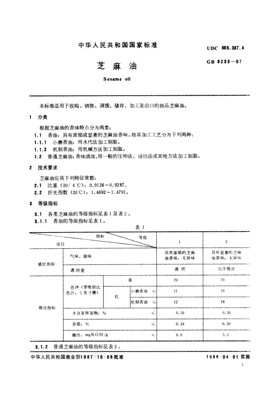 芝麻油 GBT 8233-1987.pdf_第2页