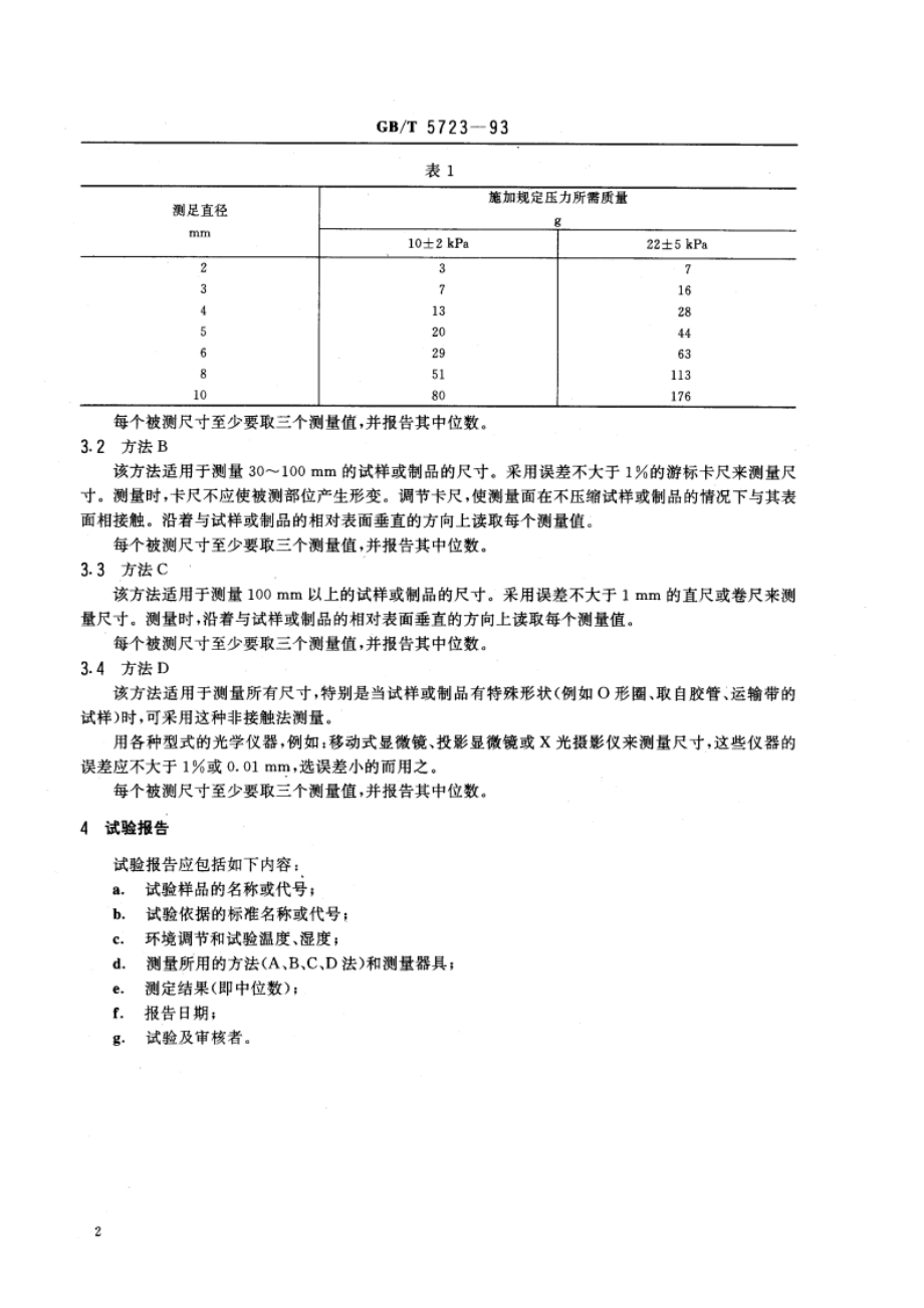 硫化橡胶或热塑性橡胶 试验用试样和制品尺寸的测定 GBT 5723-1993.pdf_第3页