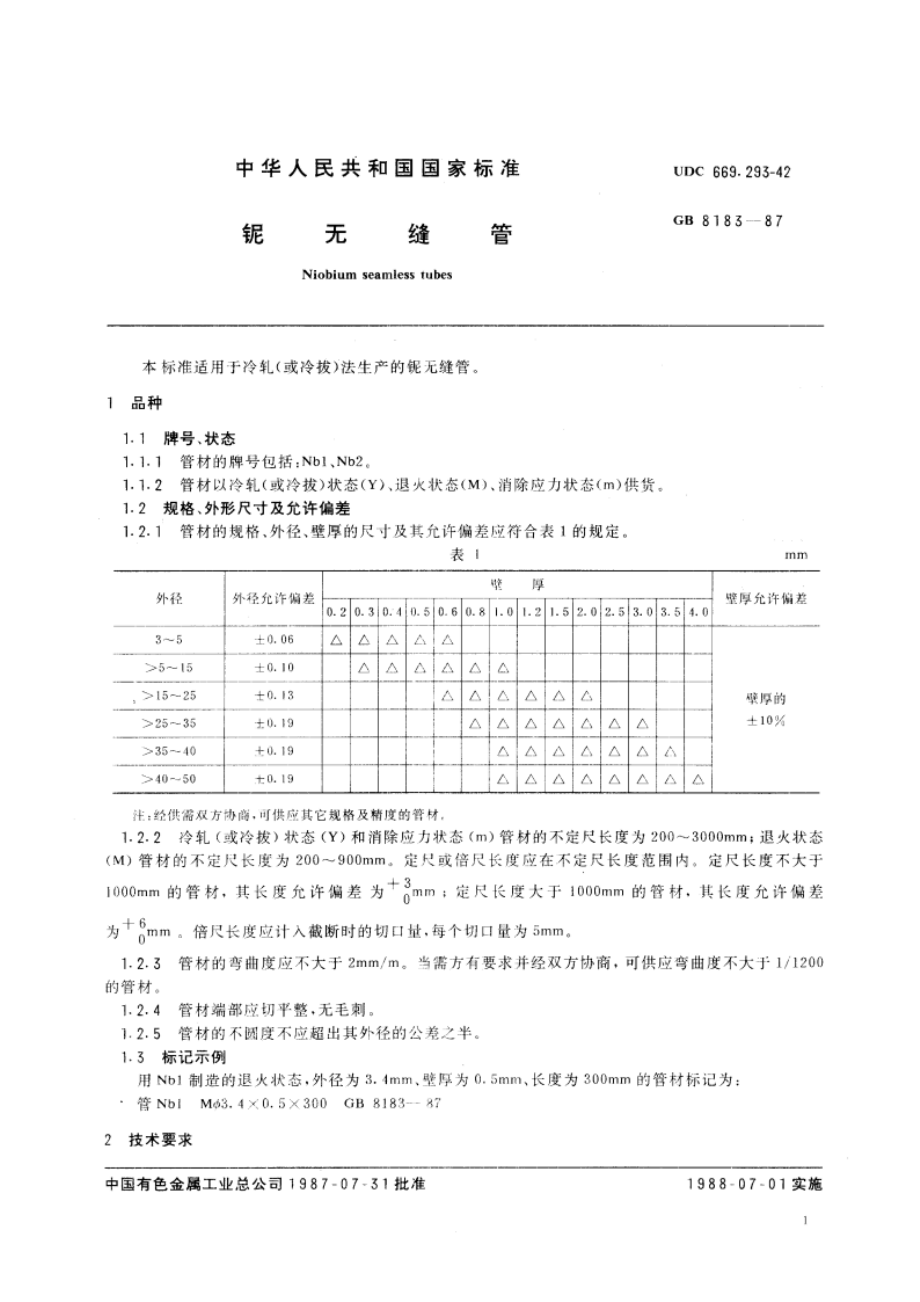 铌无缝管 GBT 8183-1987.pdf_第3页