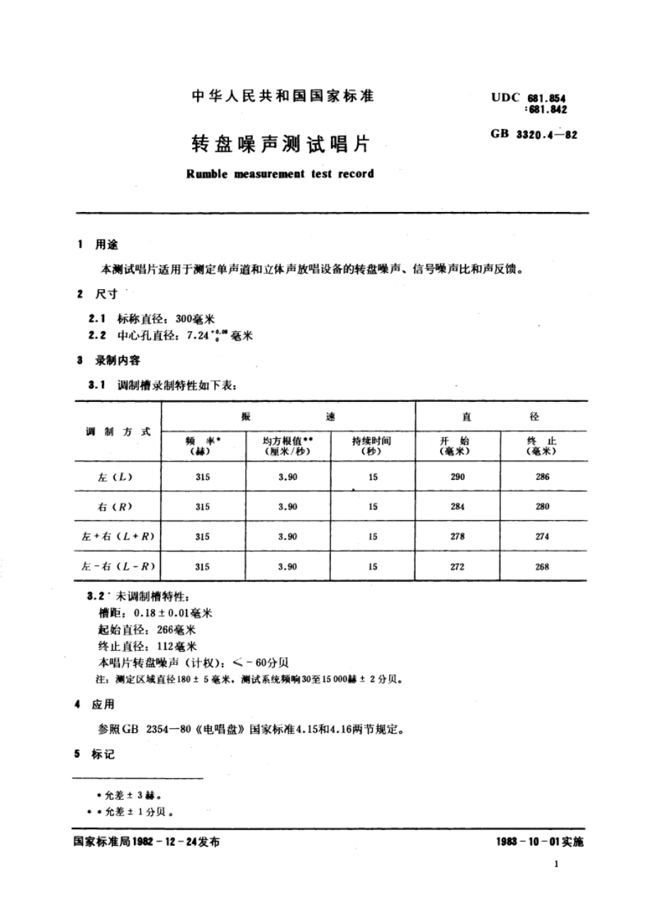 转盘噪声测试唱片 GBT 3320.4-1982.pdf_第3页