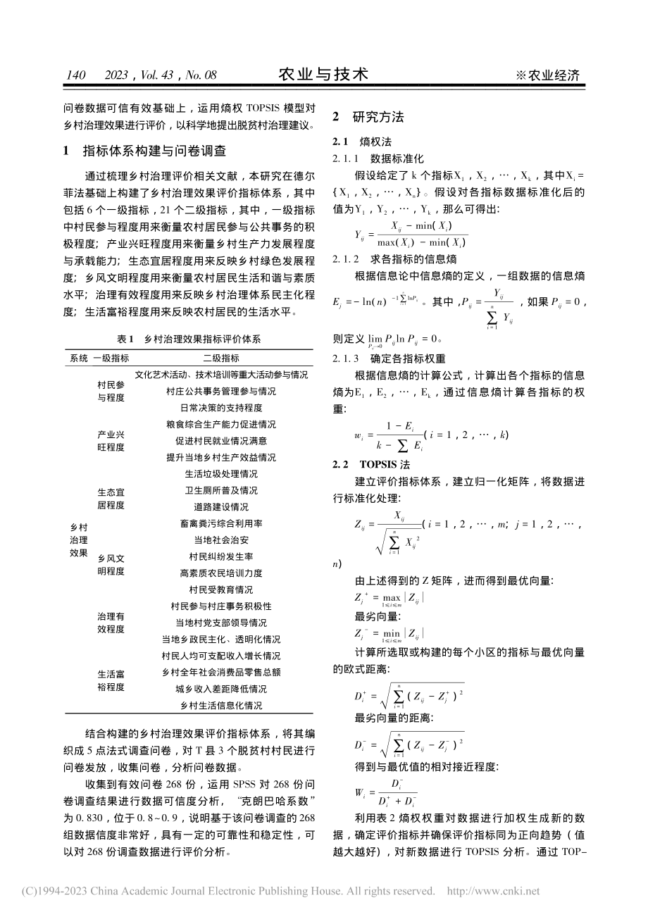 基于熵权TOPSIS模型的...治理效果评价——以T县为例_赵爽.pdf_第2页