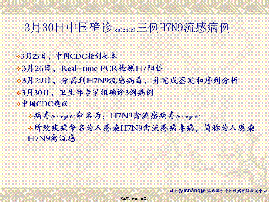 2022年医学专题—人感染H7N9禽流感疫情介绍及防控(1).ppt_第3页