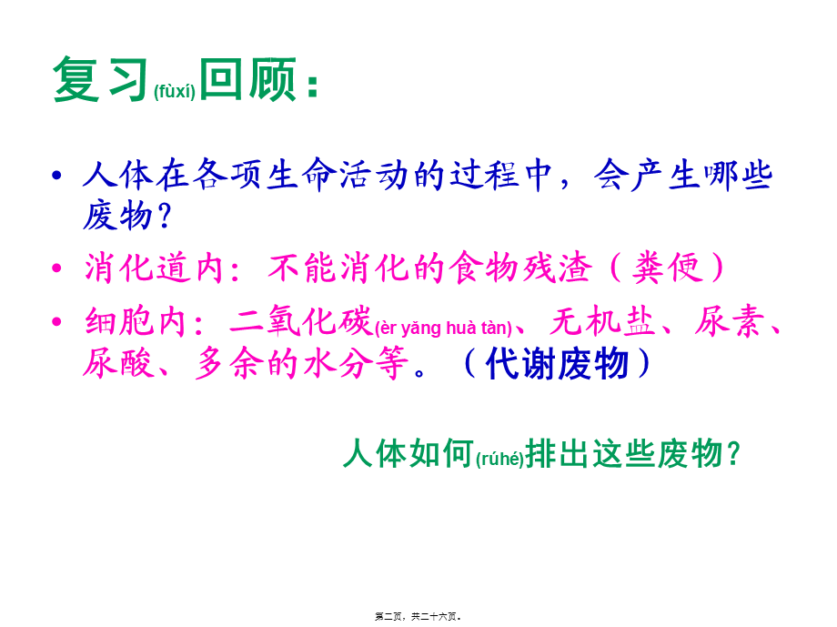 2022年医学专题—人体内废物的排出-(共25张PPT).ppt_第2页