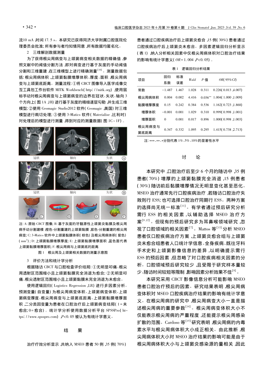 基于CBCT的牙髓源性上颌窦炎口腔治疗预后研究_张茗茗.pdf_第2页