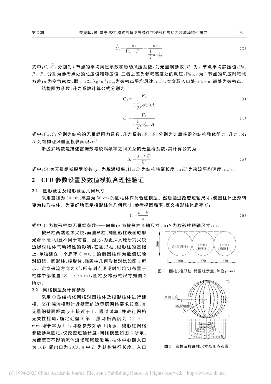 基于SST模式的超临界条件...梭形柱气动力及流场特性研究_楚晨晖.pdf_第3页