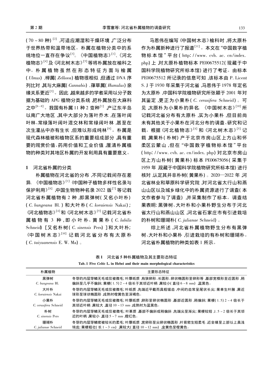 河北省朴属植物的调查研究_李雪塞.pdf_第2页