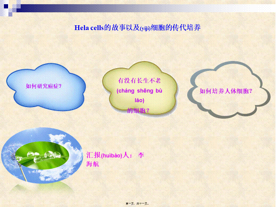 2022年医学专题—Hela细胞的研究及对癌症研究的贡献(1).ppt_第1页