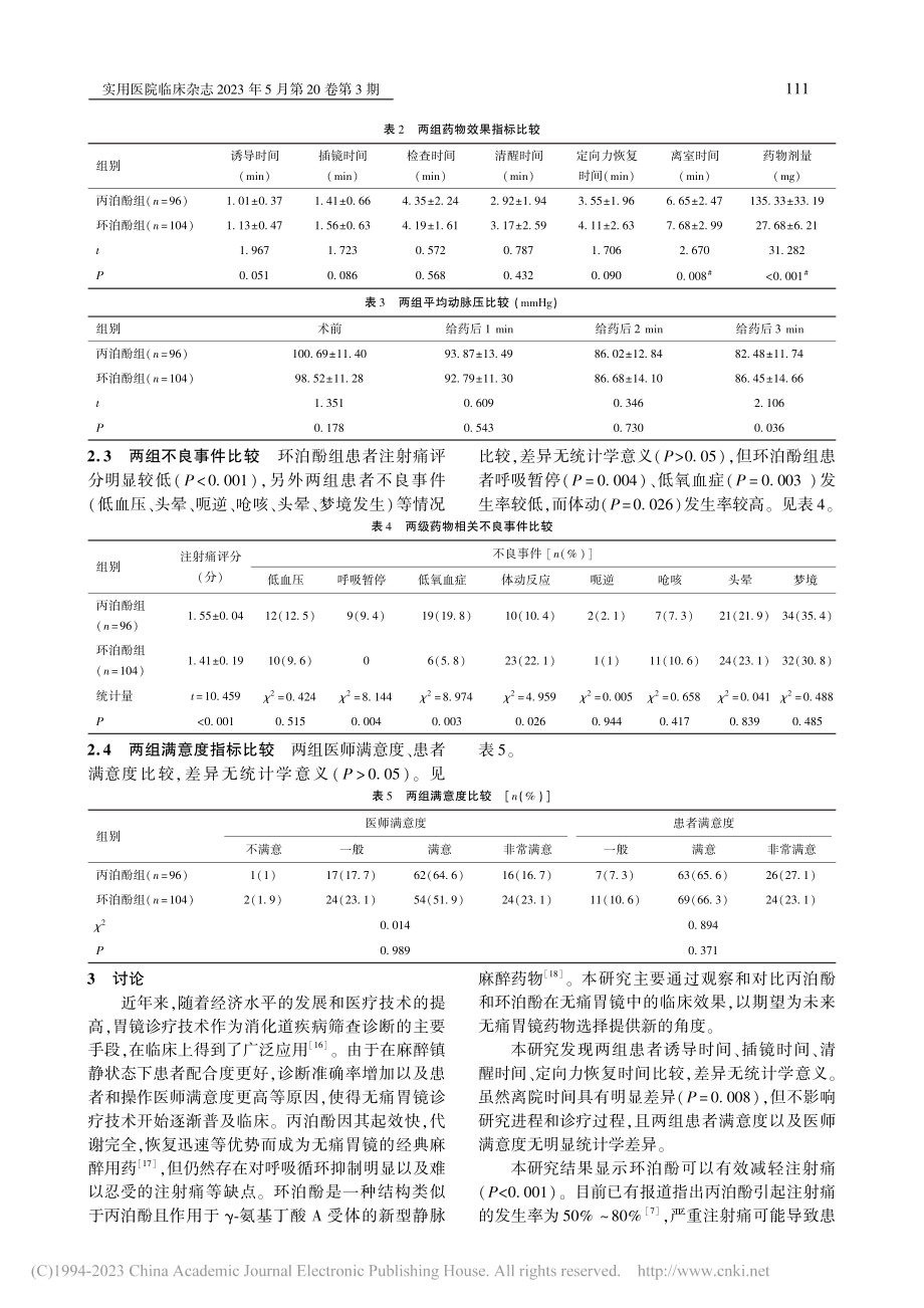 环泊酚与丙泊酚在无痛胃镜诊疗中的应用效果观察_向玲.pdf_第3页