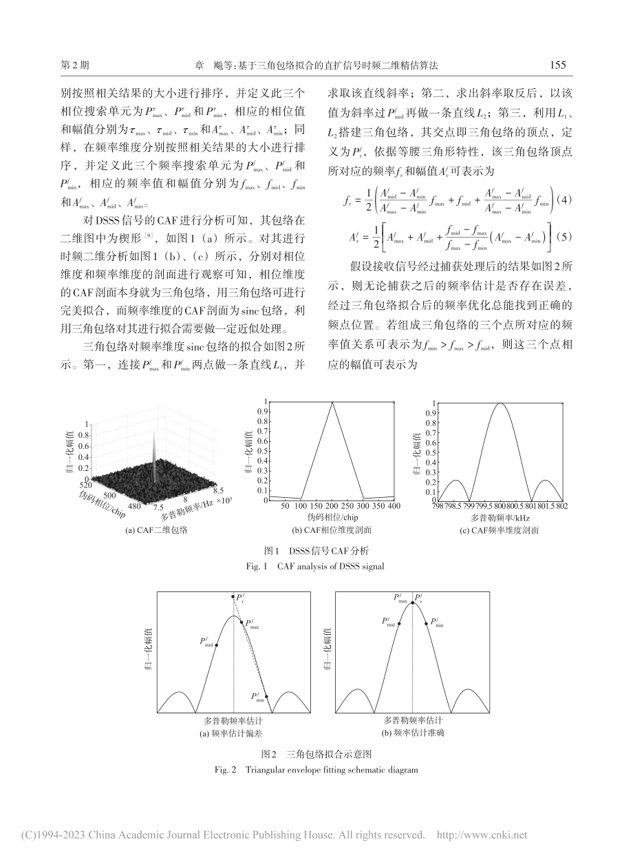 基于三角包络拟合的直扩信号时频二维精估算法_章飚.pdf_第3页