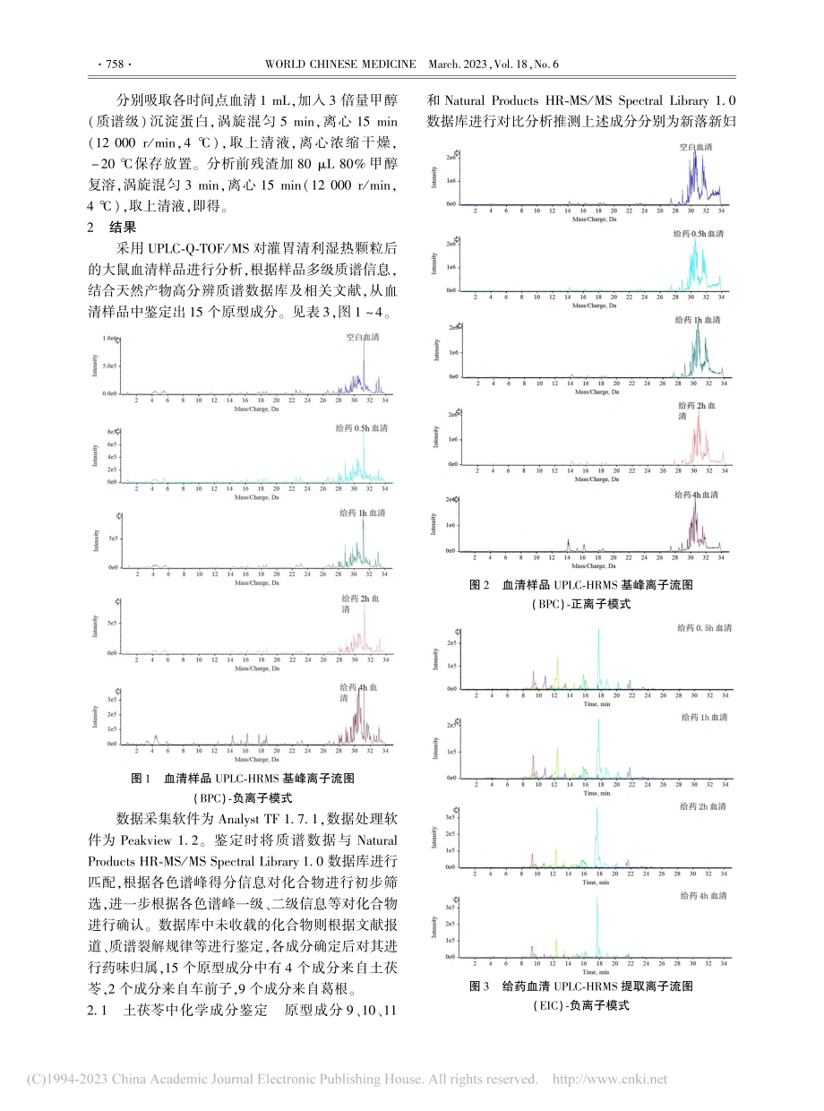 基于超高效液相色谱-四级杆...的清利湿热颗粒入血成分分析_刘金莲.pdf_第3页