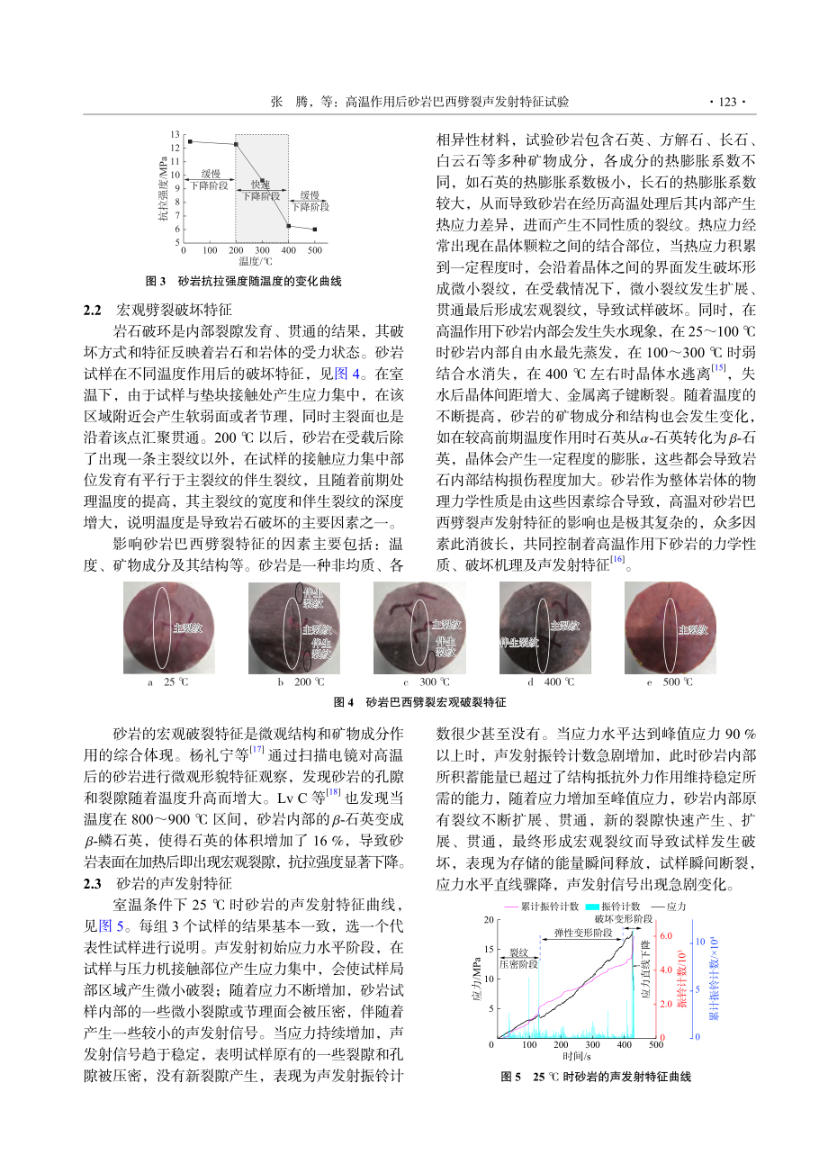 高温作用后砂岩巴西劈裂声发射特征试验_张腾.pdf_第3页