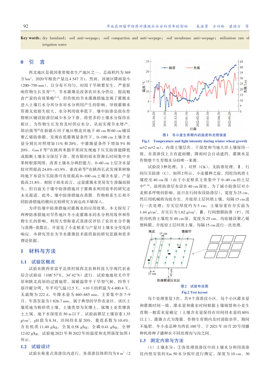 旱地农田壤中防渗对灌溉水水分利用率的影响_朱浩勇.pdf_第2页