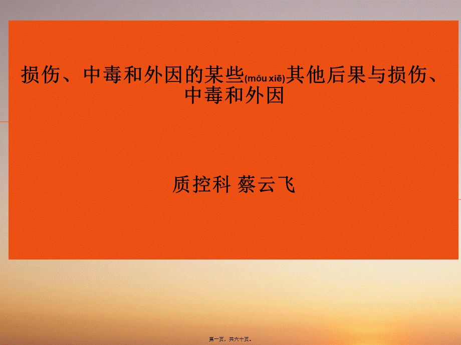 2022年医学专题—凤城医院损伤、中毒和外因的某些其他后果.ppt_第1页