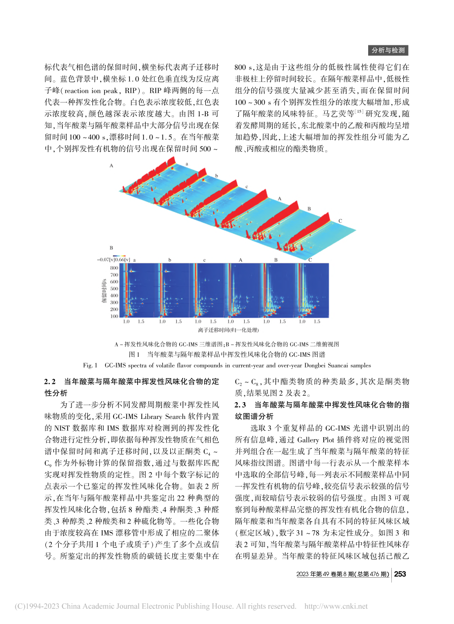 基于气相色谱-离子迁移谱技...的隔年东北酸菜风味鉴别研究_韩艳秋.pdf_第3页