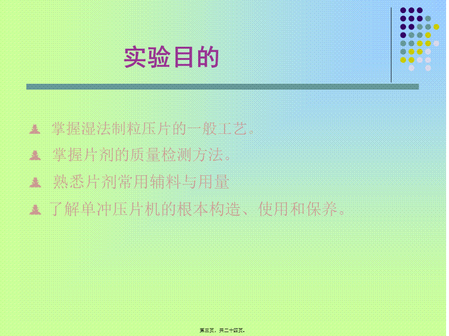 压片湿法制粒压片干法制粒压片湿法制粒压片的工艺流程主药辅料.pptx_第3页