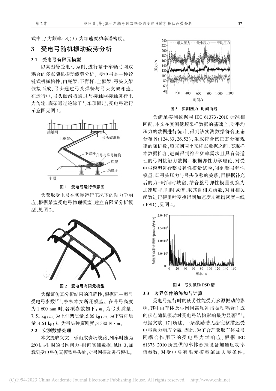 基于车辆弓网双耦合的受电弓随机振动疲劳分析_杨雨晨.pdf_第3页