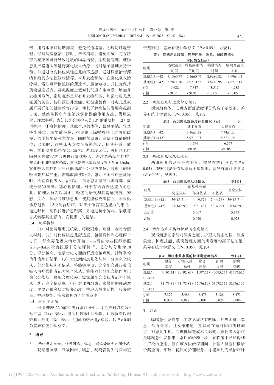 精细化护理联合舒适护理在哮...儿雾化吸入治疗中的应用分析_曹慧娜.pdf_第2页