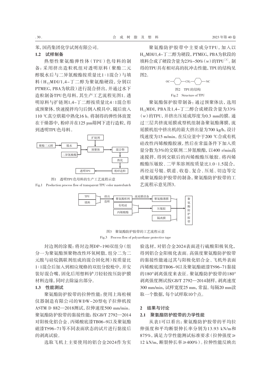 飞机外表面用聚氨酯防护胶带的制备及其性能_杨堃.pdf_第2页