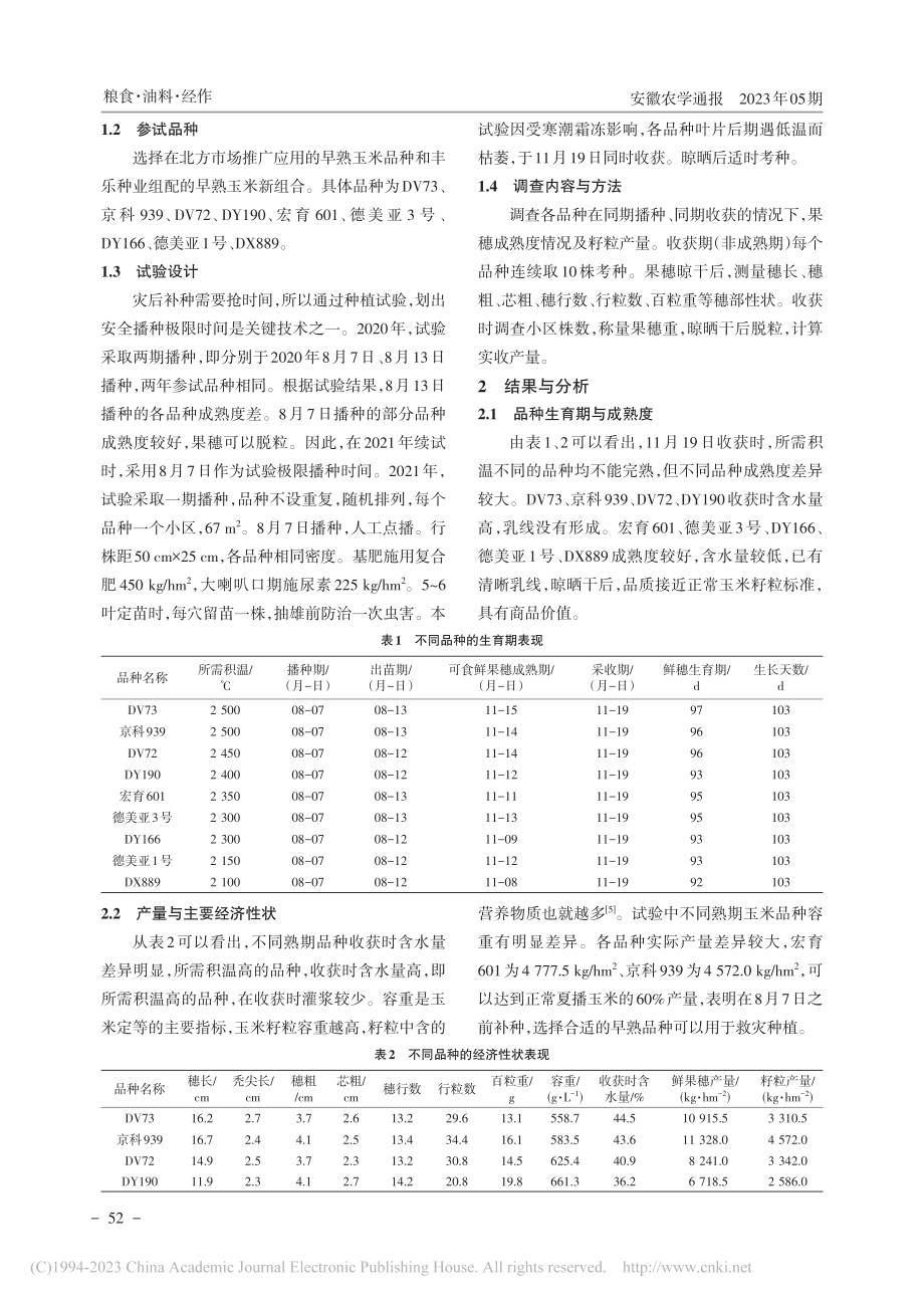 江淮地区灾后补种玉米关键生产技术研究初报_陈俊_.pdf_第2页