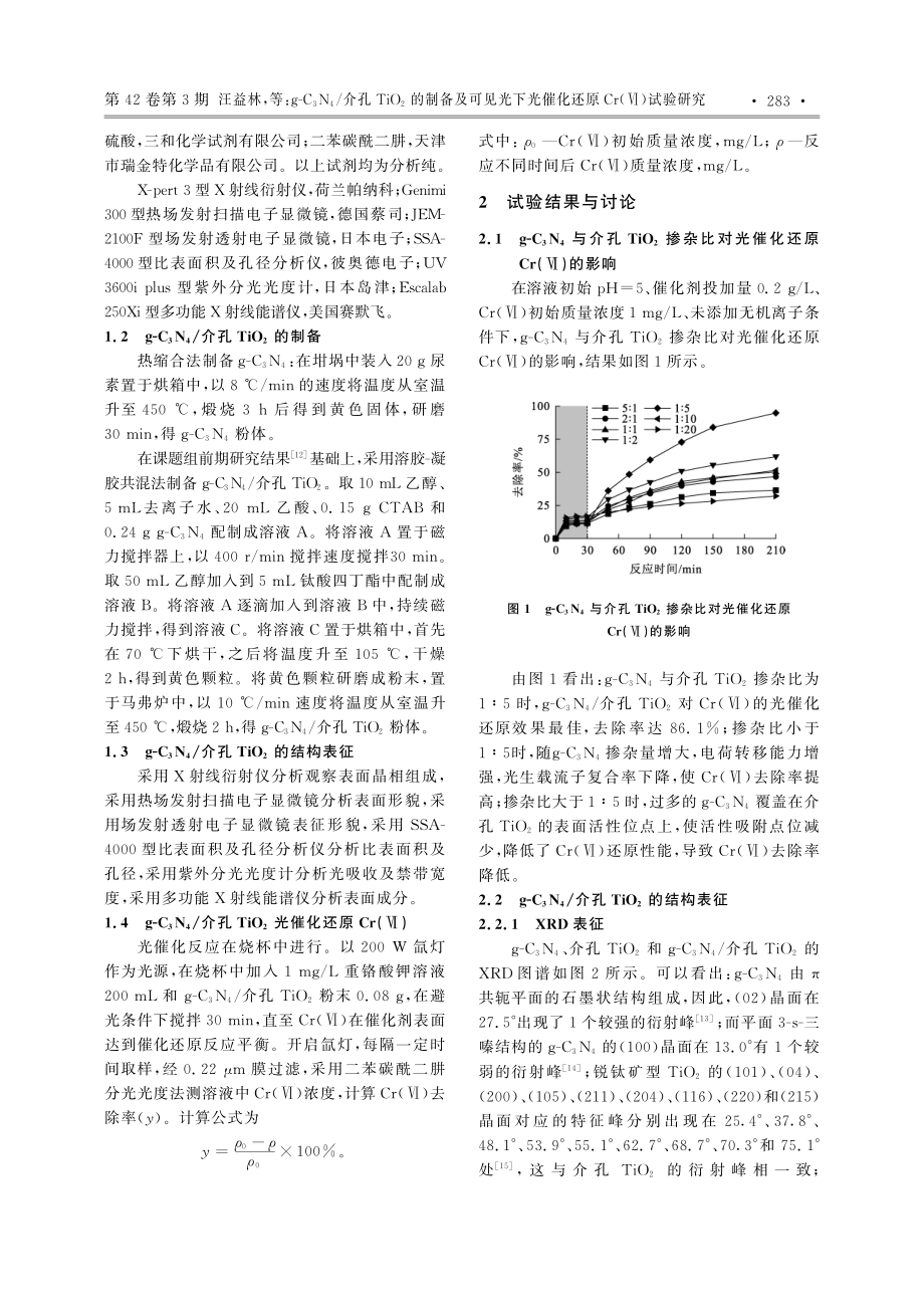 g-C_3N_4_介孔Ti...催化还原Cr(Ⅵ)试验研究_汪益林.pdf_第2页